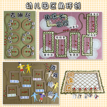 Kindergarten area activity materials into the area card insertion card ring layout delivery theme wall creative decoration