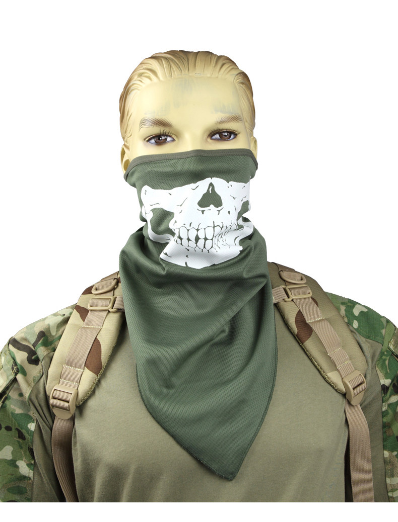 自由兵户外 多功能骷髅反光面巾三角头巾 半脸面罩 夜间百米可见