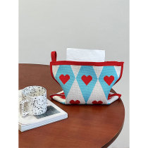 INS style Nordic knitted love tissue bag creative fabric hanging paper box living room dining table paper storage bag
