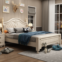 Solid wood childrens bed girl single bed Child 1 2 meters 1 35 bedroom princess bed little sister girl storage bed