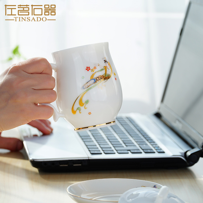 Retro mugs ZuoMing right device with cover glass ceramic tea cup flower cups office with his coffee cup