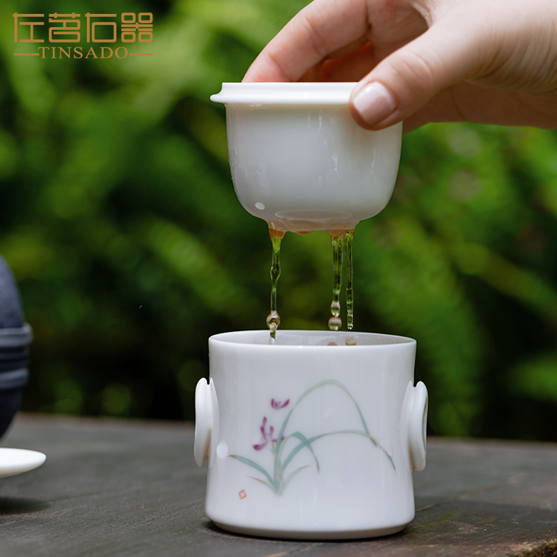 ZuoMing right device travel ceramic cups portable receive package tea set separation crack cup tea cup filter cup