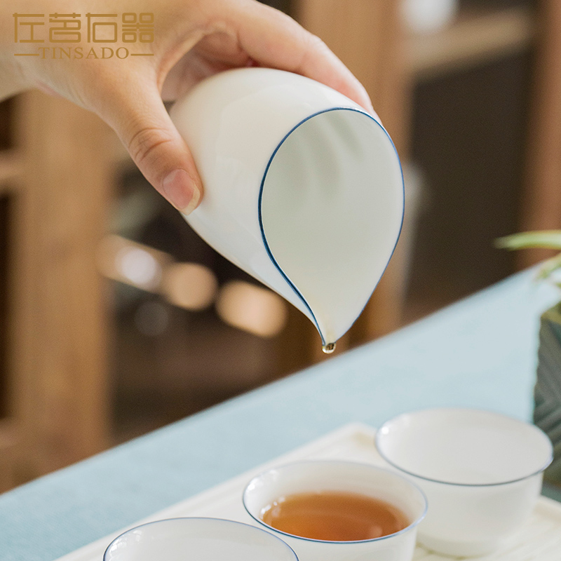 ZuoMing right is white porcelain ceramic fair keller in tea ware Japanese teacup single cup and cup kung fu tea set size