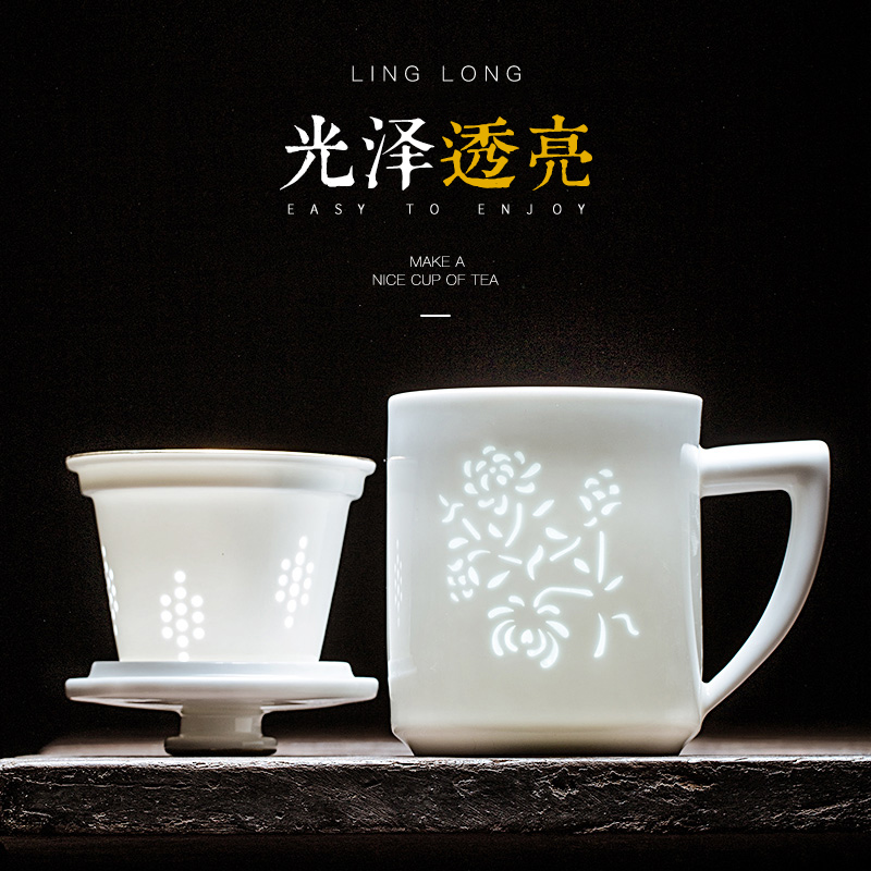 Jingdezhen ceramic filter cup tea cups separation exquisite household tea cups with cover cup by patterns