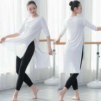 Dance rehearsal Costume Women Suit Sashimi Slim Mid-Sleeve Body Open Fork Modale Modern Dance Yoga Act Out