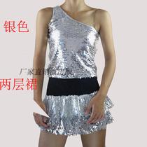 2019 New Costume female students shiny performance two-layer dance skirt cheerleading gymnastics adult small skirt children