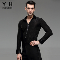 Mens shirt Latin dance clothes modern dance national standard dance performance clothes friendship dance clothes practice long sleeve shirt