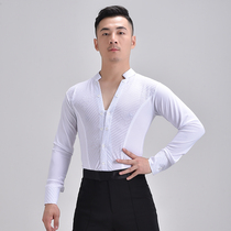 Dance Pavilion Net red Latin dance clothing mens coat adult mens dance clothing practice Black National Standard dance shirt