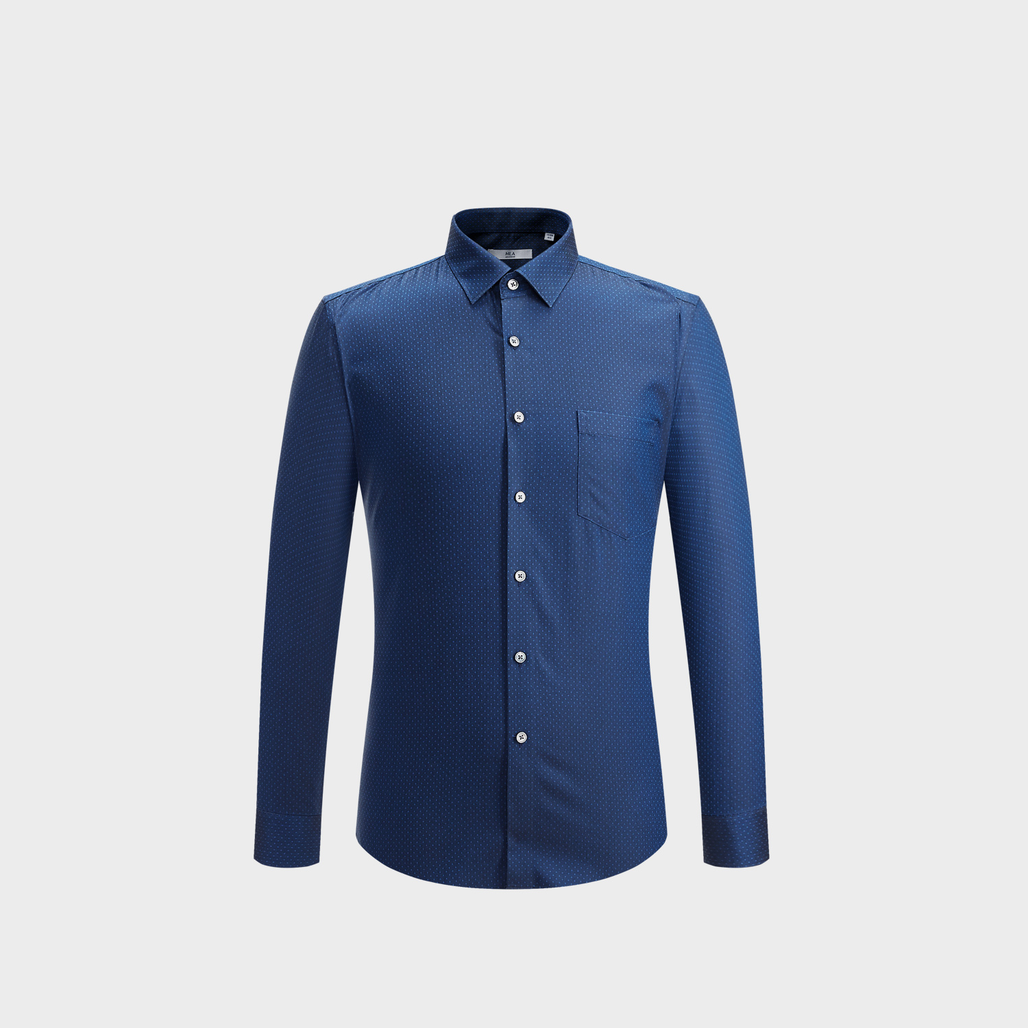 > hla/海澜之家色织花纹正装衬衫2018秋季新品服帖长袖免烫衬衫男品牌