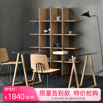 JOLOR Nordic modern minimalist solid wood oak legs log glass table top table rectangular desk dining table