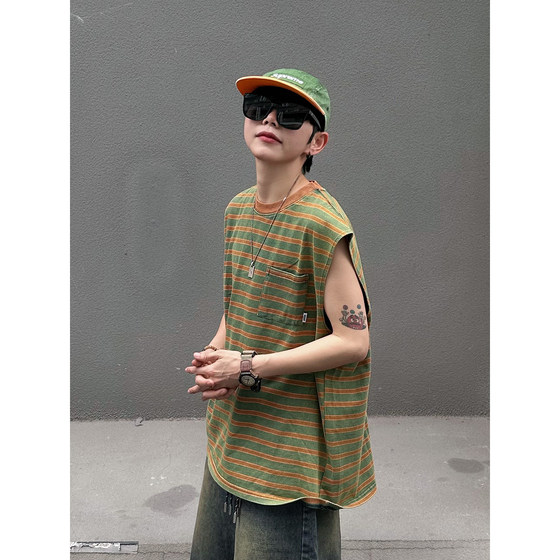 XBRO American Dopamine Washed Contrast Striped Vest for Men and Women Loose Fitness Summer Sleeveless T-shirt
XBRO American Dopamine Washed Contrast Striped Vest for Men and Women Loose Fitness Summer Sleeveless T-shirt