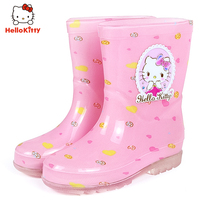 HELLO kitty child rain shoes girl princess student anti-slip rain boots baby midcylinder warm cover shoes water shoes
