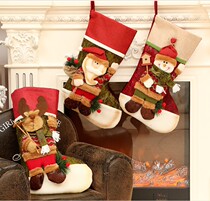 Christmas stereo puppet cartoon linen flannel Christmas socks gift bag candy socks shopping mall hotel window decoration