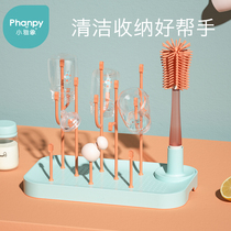 Little ya elephant bottle brush 360 degree rotating baby nipple brush straw brush baby cleaning brush set drain rack