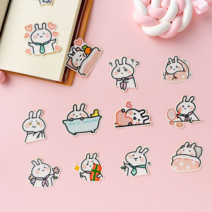 两米兔可爱卡通手账贴纸素材墙贴手机装饰微信表情包 正版授权