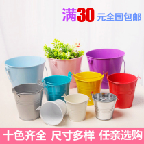 Plant potted mini painted small iron bucket DIY pen holder childrens beach toy bucket storage bucket tin flower pot
