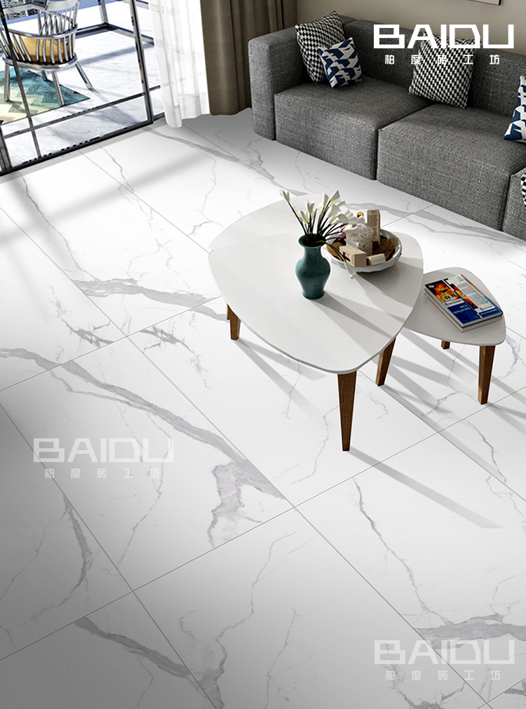 柏度爵士白地砖卡拉白大理石瓷砖背景墙墙砖客餐厅仿古砖600x1200