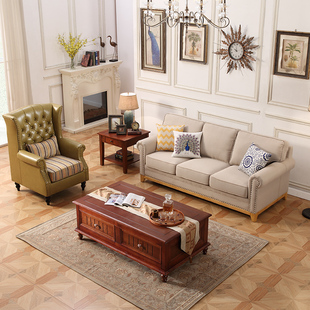 美式乡村田园地中海沙发单双三人沙发小户型布艺沙发客厅整装组合