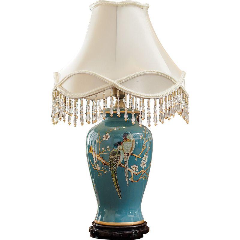 American pastoral lamp European - style originality berth lamp of bedroom the head of a bed of household ceramic painting of flowers and study bedroom lamp