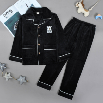 Childrens autumn and winter pajamas for boys coral velvet flannel thickened plus velvet mid-day childrens winter home clothing set