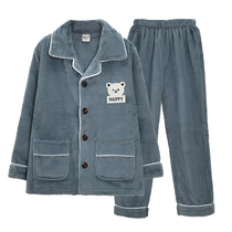 Childrens pajamas Autumn and winter boys coral velvet boys flannel Medium and large childrens long-sleeved autumn homewear suit