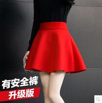 Sovereers dance spring skirt Korean temperament commuter slim waist skirt red puffy princess skirt
