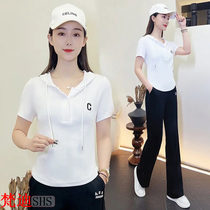 Design sense pure cotton fashion T-shirt female summer 2022 new cotton short-sleeved top college wind waist bottoming shirt