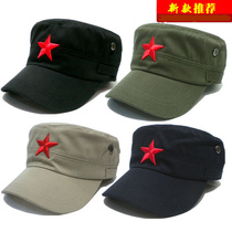 Embroidery red five-pointed star cap flat caps men spring and summer hat cap wu xing mao hong jun mao sun hat