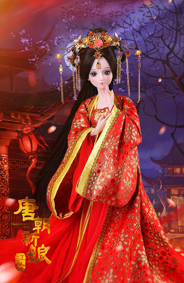 叶萝莉精灵梦叶罗丽仙子高端定制改装款唐朝新娘红妆古装新娘娃娃_7折图片