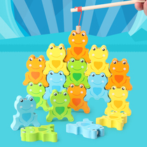 Kindergarten boys and girls hand-eye coordination puzzle childrens early education game set up music toys fishing stacked music