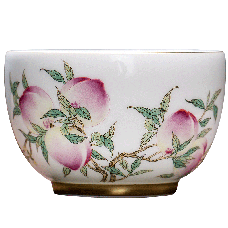 The Owl up jingdezhen tea colored enamel peach single CPU master cup ceramic cups kung fu tea sample tea cup