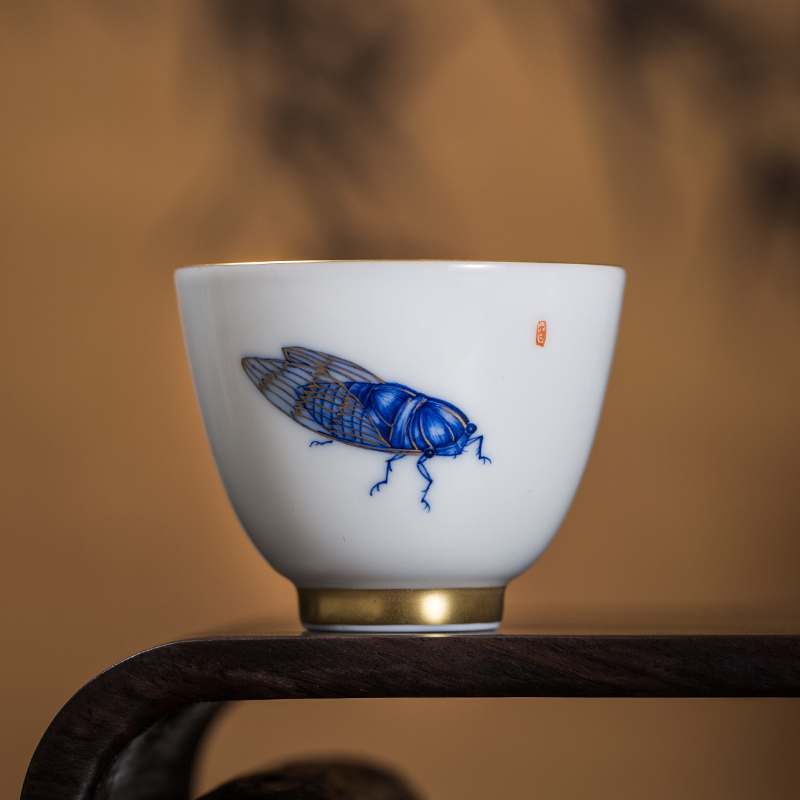 The Owl up jingdezhen porcelain hand - made see colour master cup cicadas bell cup kung fu tea cup a cup of tea