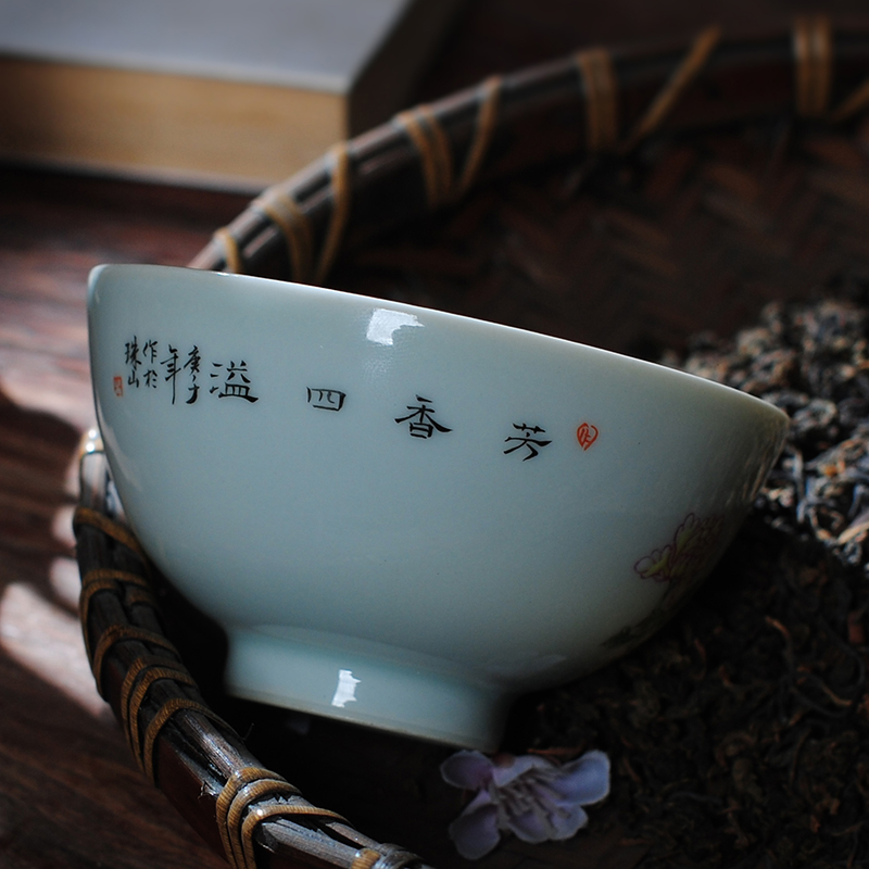 【 7.5 】 jingdezhen pure manual hand - made heavy powder enamel master sample tea cup