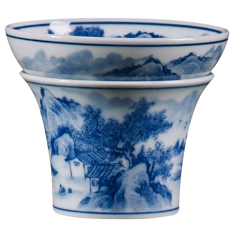 Owl up jingdezhen blue and white ceramic filter) maintain the tea set fire suit kung fu tea and heavy industry