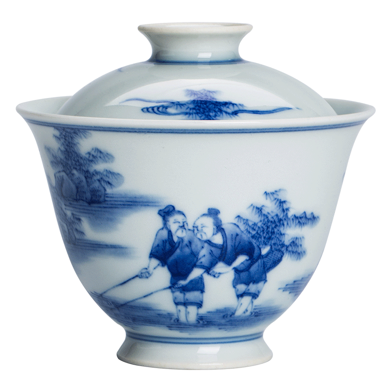 The Owl only tureen teacups hand - made up with jingdezhen blue and white two high - end antique checking ceramic tea bowl