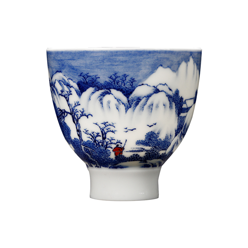 Jingdezhen blue and white snow hand - made ceramic individual sample tea cup cup cup by hand master cup noggin single CPU