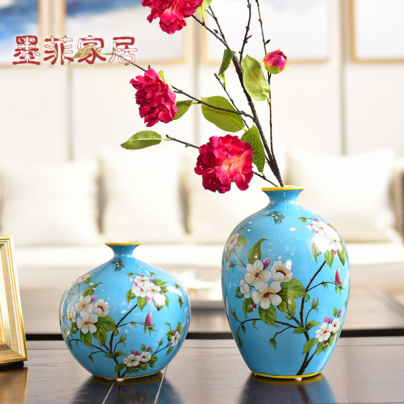 New Chinese style jingdezhen ceramic vase furnishing articles wine TV ark, sitting room porch decoration home decoration process