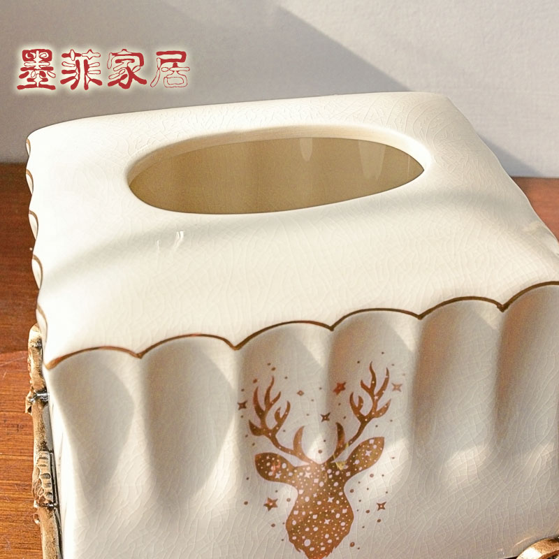 American modern European sitting room tea table tissue box furnishing articles ceramic pump cartons household table napkin box, home decoration