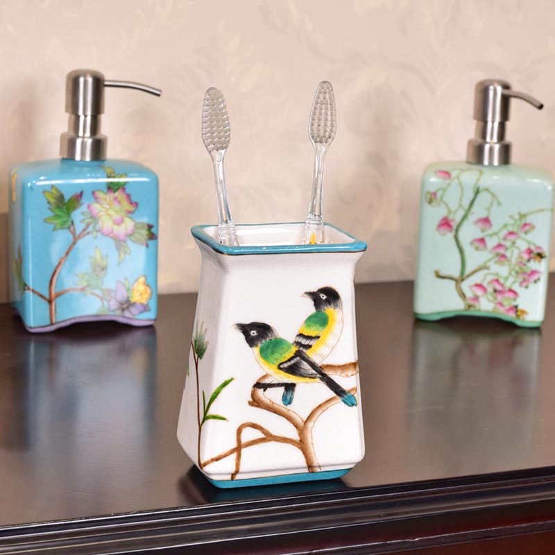 Creative ceramic hand - made bathroom toothbrush cup of new Chinese style bathroom toilet toiletries version into gifts