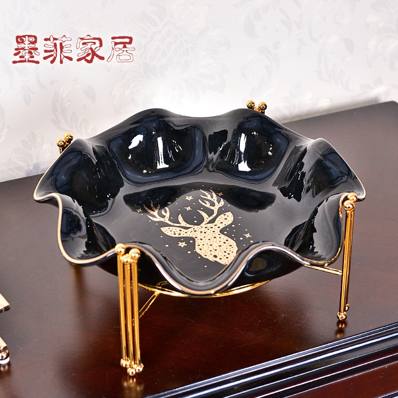 Light European - style key-2 luxury creative ceramic fruit bowl of the big bowl of modern Chinese New Year snacks sitting room tea table plate household candy dishes