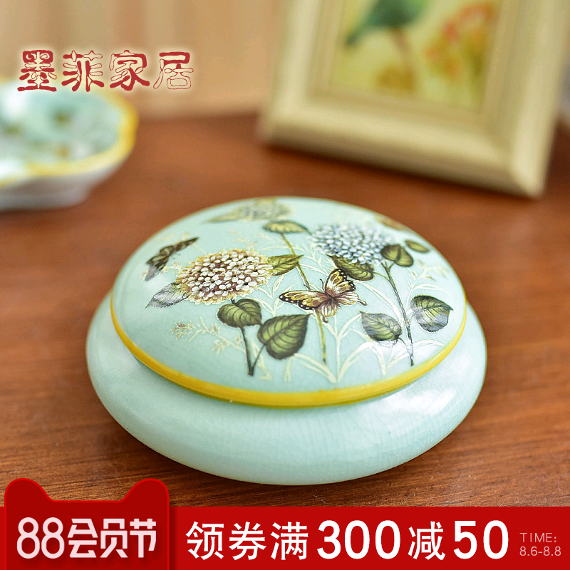 New Chinese style creative furnishing articles ceramic store content box jewelry box American country sitting room bedroom soft adornment ornament