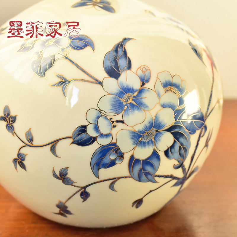 New Chinese style furnishing articles blue and white porcelain ceramic vase flower arranging, TV ark, household table sitting room porch decoration decoration