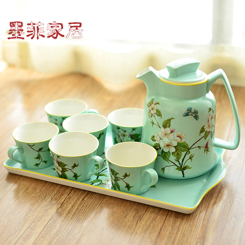 American ceramic tea set new Chinese style restaurant sitting room cool afternoon tea coffee kettle teapot tea table furnishing articles