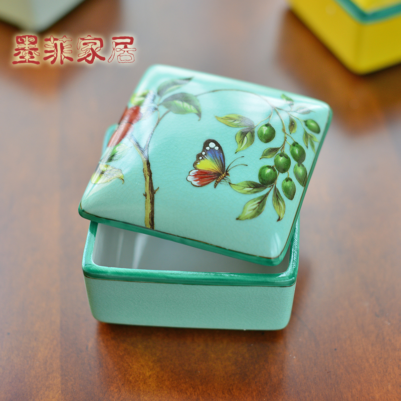 New Chinese style ceramic jewelry box store content box American necklace bracelet ring jewelry boxes furnishing articles decorative box