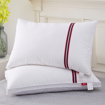 A pair of cotton pillows Pillow core washable cotton feather velvet hotel adult cervical spine pillow Single high rebound pillow