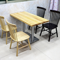 Solid wood table and chair Windsor chair oak pine cafe milk tea shop dessert shop talks casual fast food table and chair combination