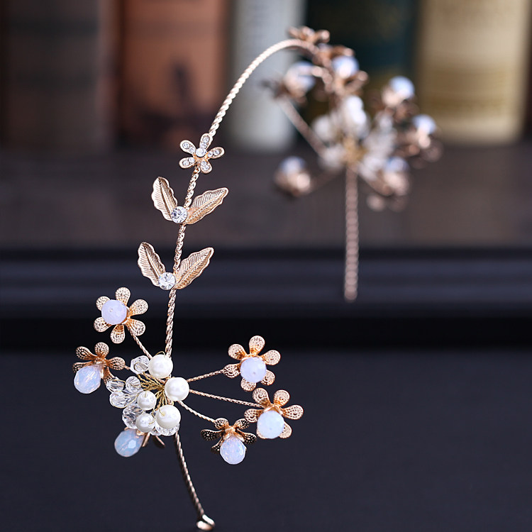 金色新娘发箍头饰韩式结婚造型头饰新娘妆发饰品婚纱礼服造型配饰_7折