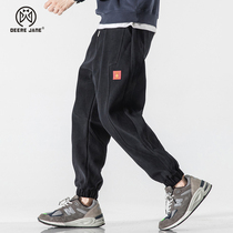 men's summer thin fashion Japanese style loose all match sports workwear trousers with solid color stickers