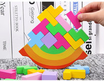 Tetris three-dimensional Tangram puzzle T-word mystery Rainbow swing stacking high intellectual building block kindergarten early education