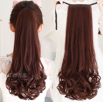 Wig ponytail woman long curly hair strap style 50 long pear flower fake ponytail large wave realistically medium long wig piece